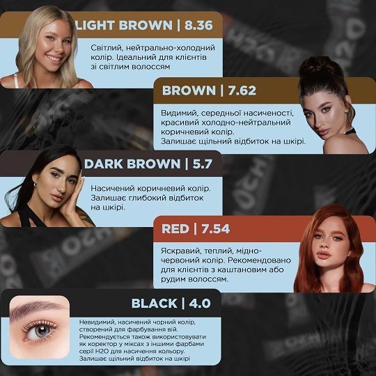Фарба для брів та вій OkO Liquid Hybrid Tint H20 Black 4.0 , 15 мл 00404 фото