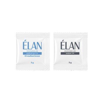 Фарба для брів ELAN - 03 medium brown + саше окислювача ELAN 00107 фото